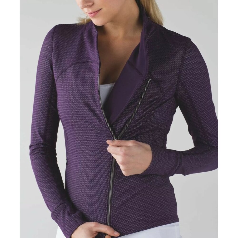 Lululemon Precision Jacket Size 4 Asymmetrical Zip Purple Yoga Athleisure Workou